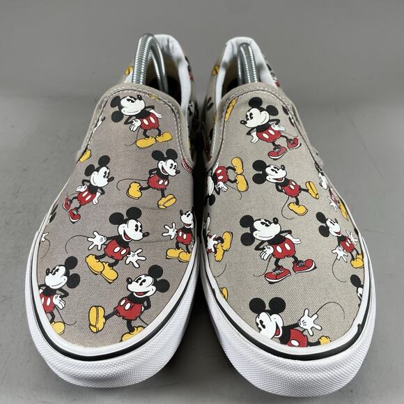 Vans x Disney Mickey Mouse Mens 10 Gray Slip On Canvas Skate Shoe Casual Sneaker - Picture 2 of 9